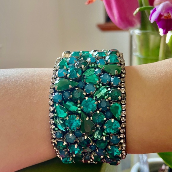Emerald with turquoise cuff bracelet - Picture 4 of 8
